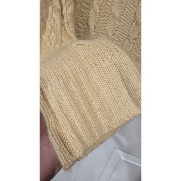 J. Crew Yellow Turtleneck Cable Knit Angora Cashmere Sweater Sz M Preppy Pretty - Picture 5 of 6